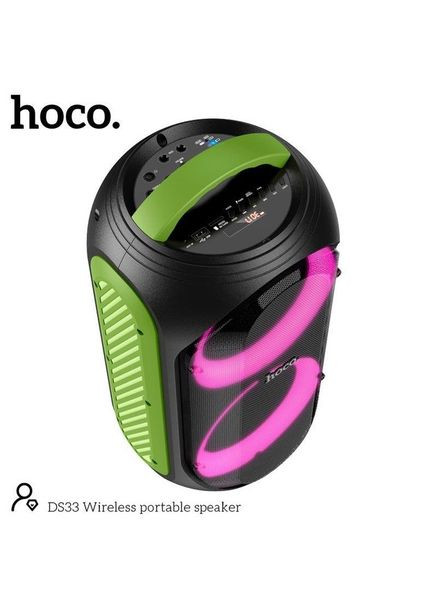 Портативна Вluetooth колонка DS33 Акустика-караоке з мікрофоном і пультом 30Вт 4500 мАч Чорний/Зелений Hoco (333020517)
