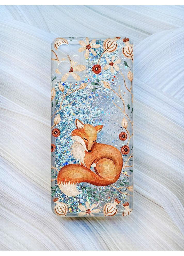 Чохол з плаваючими срібними блискітками на Samsung Galaxy A05 (A055) Лисичка (принт 420) Creative (368775510)