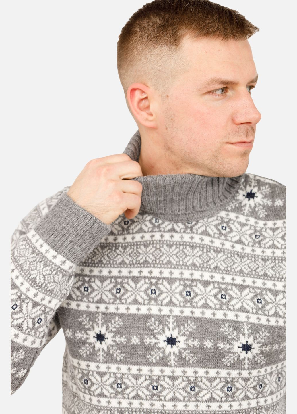 Серый зимний мужской свитер цвет серый цб-00263896 Gerekli
