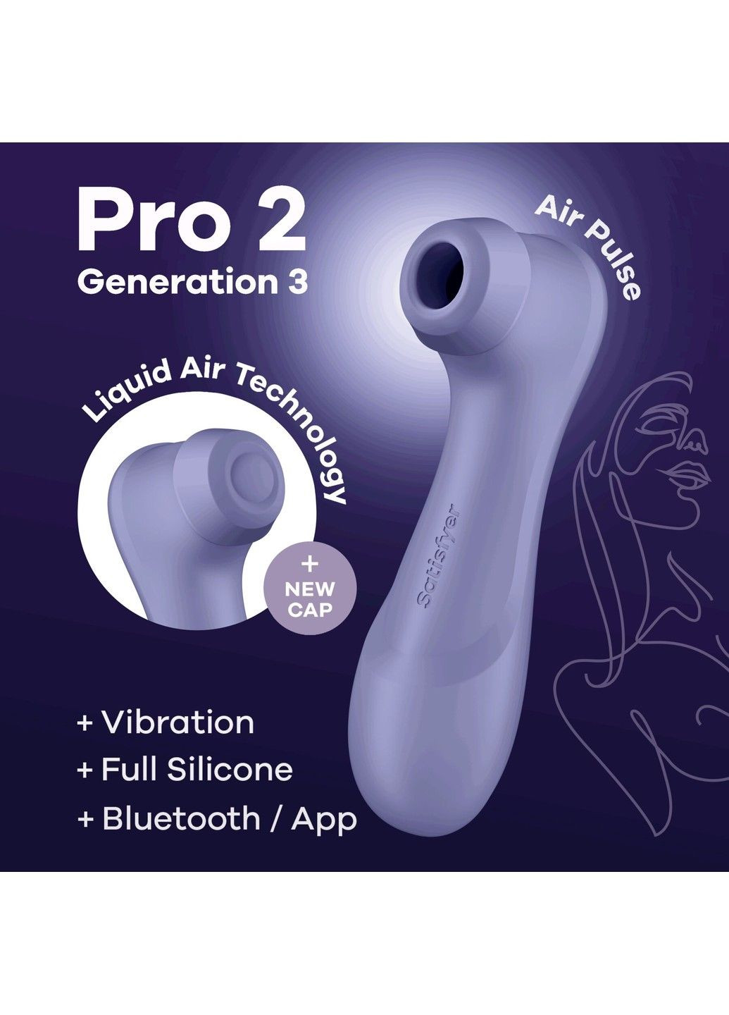 Вакуумний кліторальний стимулятор Pro 2 Generation 3 with Liquid Air Connect App Lilac Satisfyer (298350093)