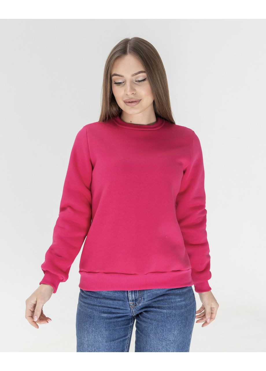 Малиновый свитшот женский с начесом, кофта женская теплая, женская толстовка на флисе, свитер женский малиновая, однотонный (368786551)