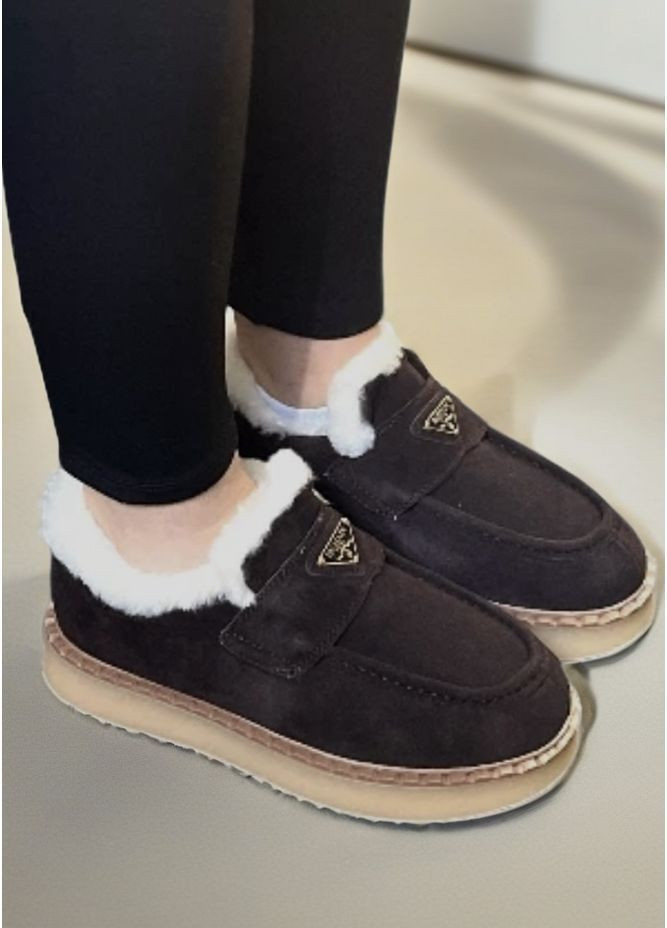 Женские угги в стиле лоферы коричневый цвет No Brand (362244384)