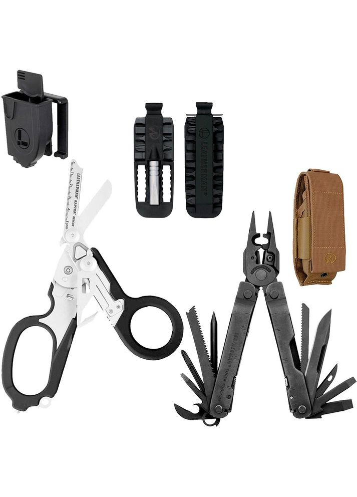 Набір Мультитул Super Tool 300 EOD-BLACK 831368+ Ножиці Raptor 831742 + Комплект біт Bit Kit 2 половини Leatherman (319663372)
