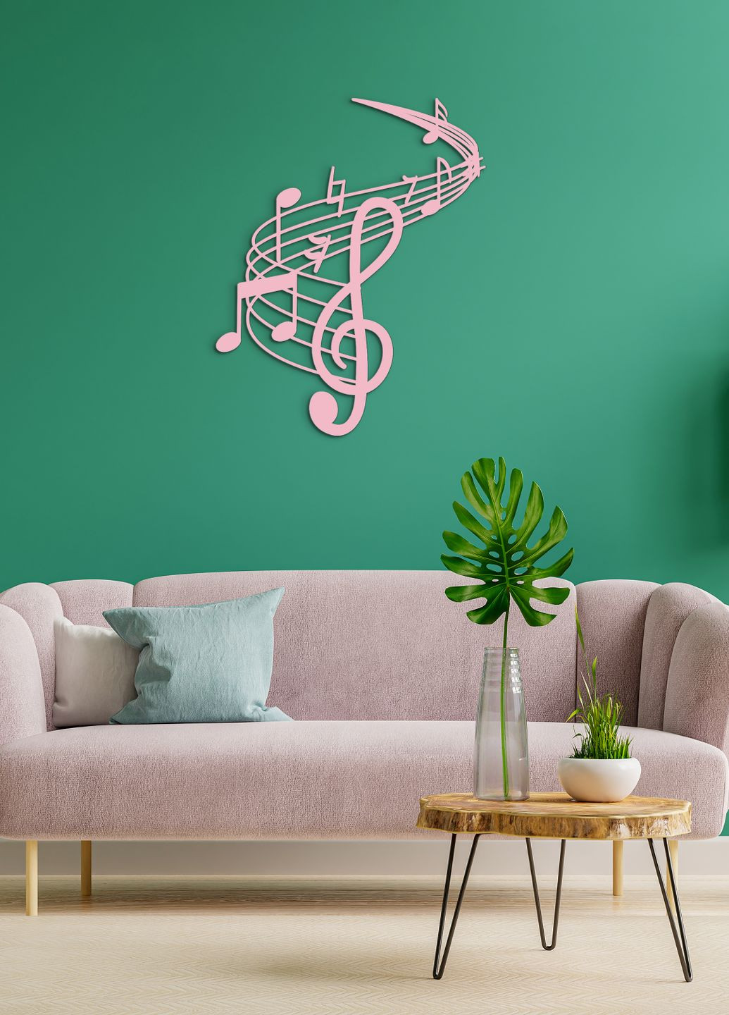 Декоративное панно на стену, Деревянный декор для комнаты "Музыка", минималистичный стиль 40х50 см Woodyard (292112166)