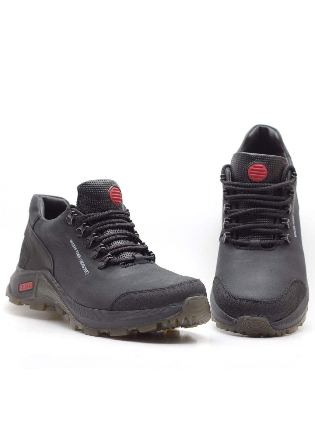 Черные зимние кроссики мужские зимние из натуральной черной кожи до -10 градусов. No Brand 3053