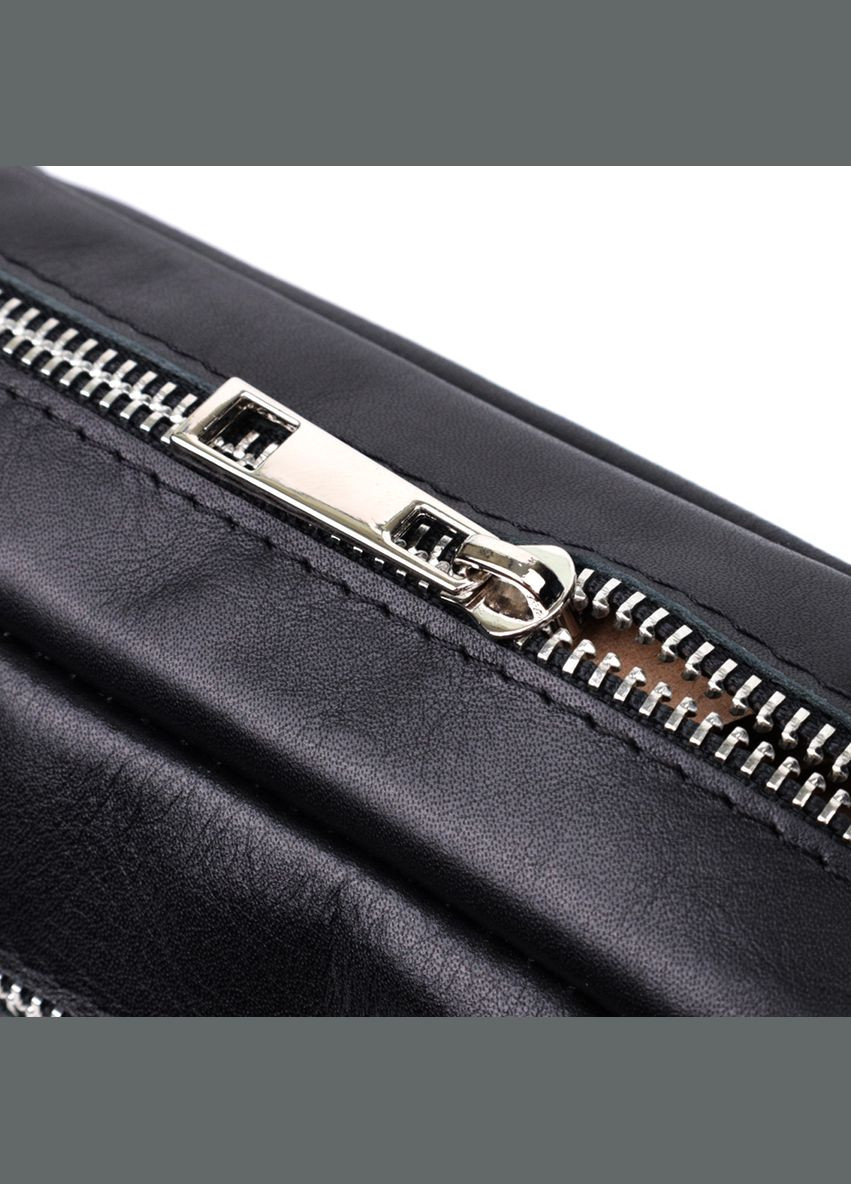 Мужская сумка-бананка через плечо из натуральной кожи с карманами черная (sku_22825) No Brand (328922611)