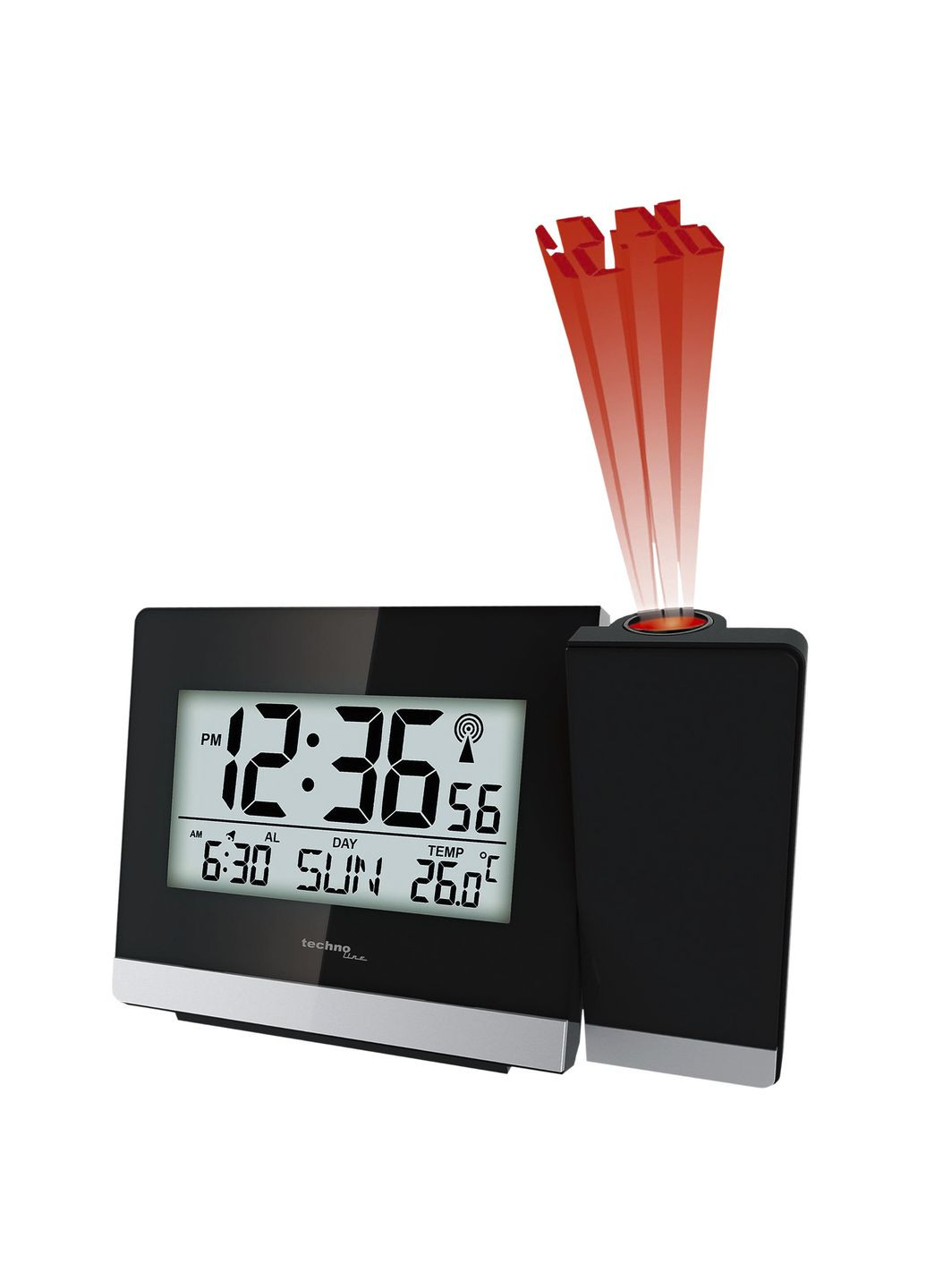 Проекционные часы WT536 Black будильник с термометром и календарем Technoline (315937406)