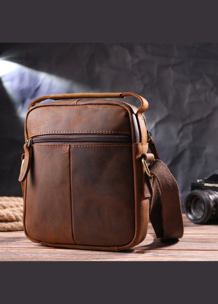 Вінтажна чоловіча сумка з натуральної шкіри 21293 Коричнева Vintage (331907839)