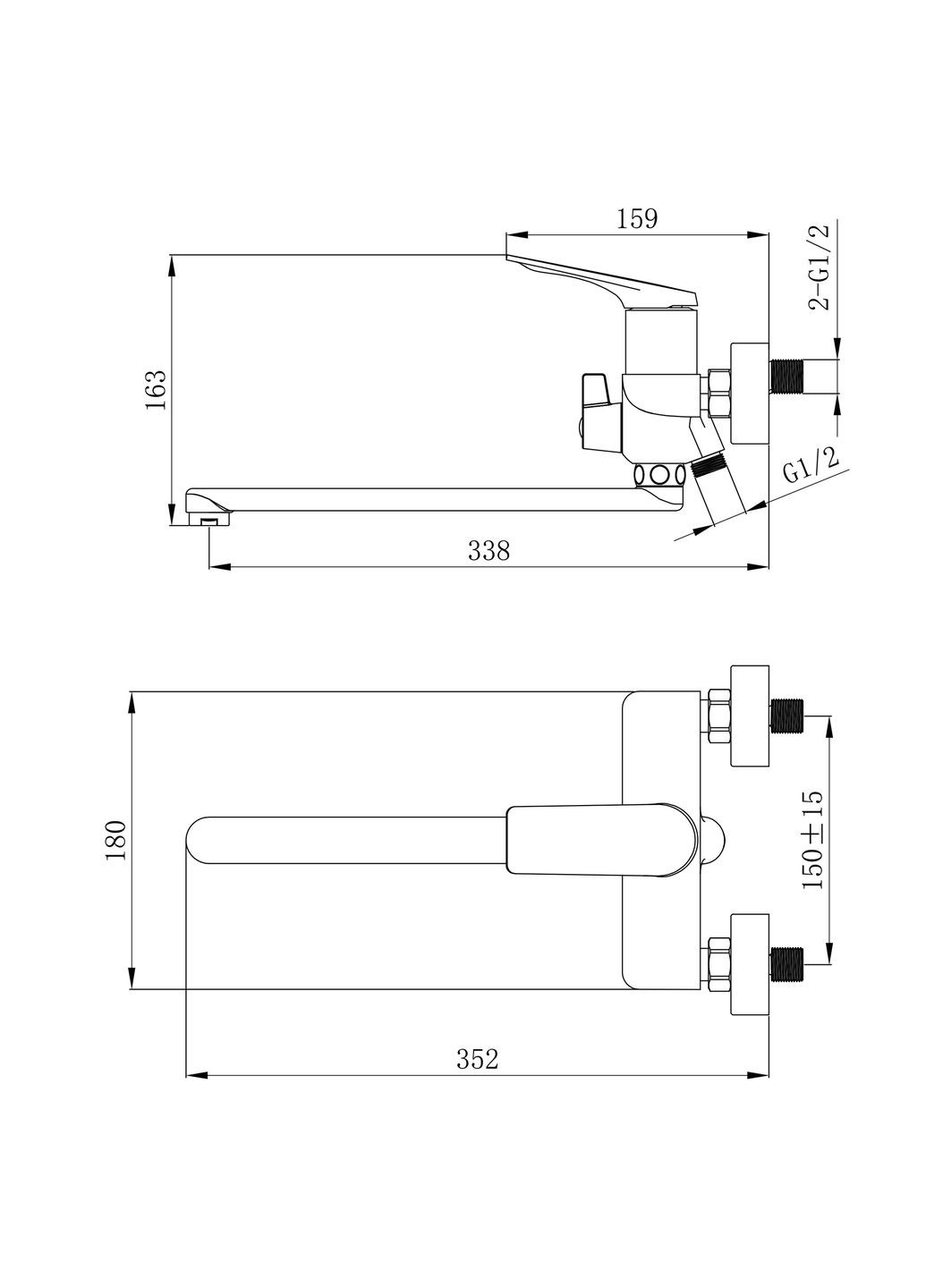 Смеситель для ванны Vlasta New с длинным поворотным изливом (c душевым гарнитуром) Chrome Qtap QTVLA260CRM45644 (346492561)