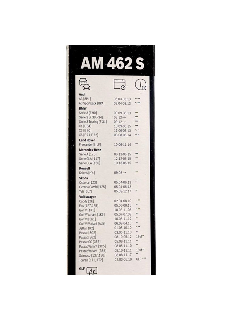 Щетки стеклоочистителя Aerotwin AM462S бескаркасные 600/475мм (2 шт) передние со спойлером Bosch Caddy (360875061)