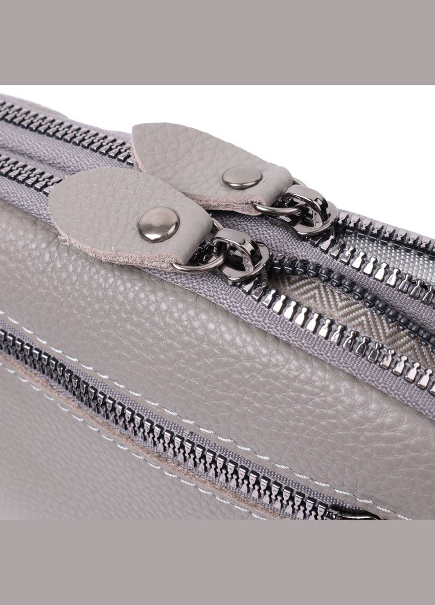 Зручна сумка жіноча прошита ромбами на лицьовій стороні з натуральної шкіри сірий 19,5х12,5х7 см 22810 Vintage (329197968)
