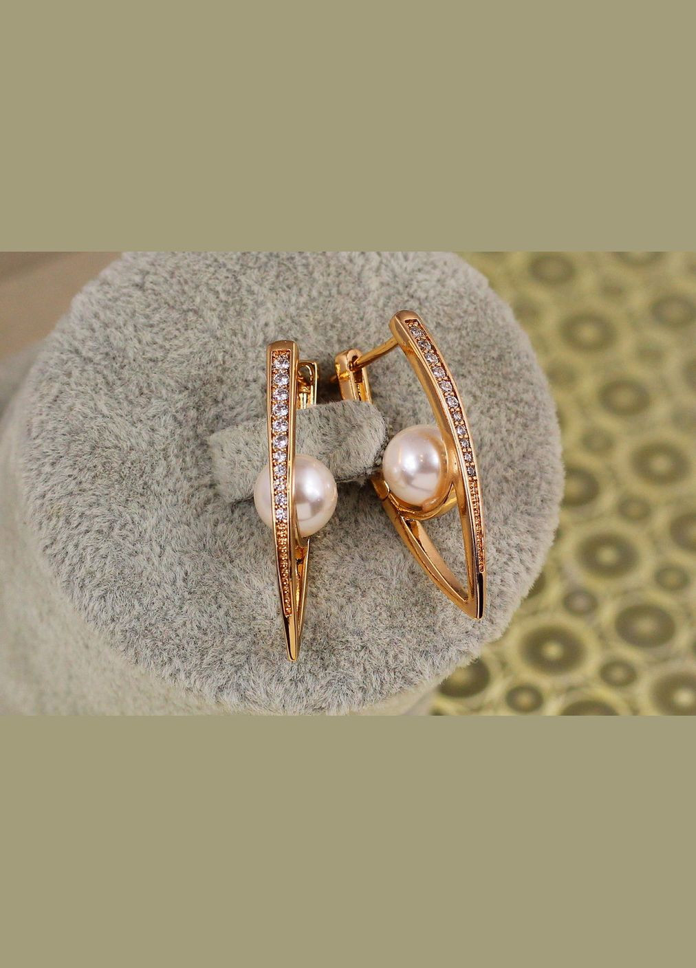 Серьги стрелки с жемчугом 2,7 см золотистые. Xuping Jewelry (316433677)