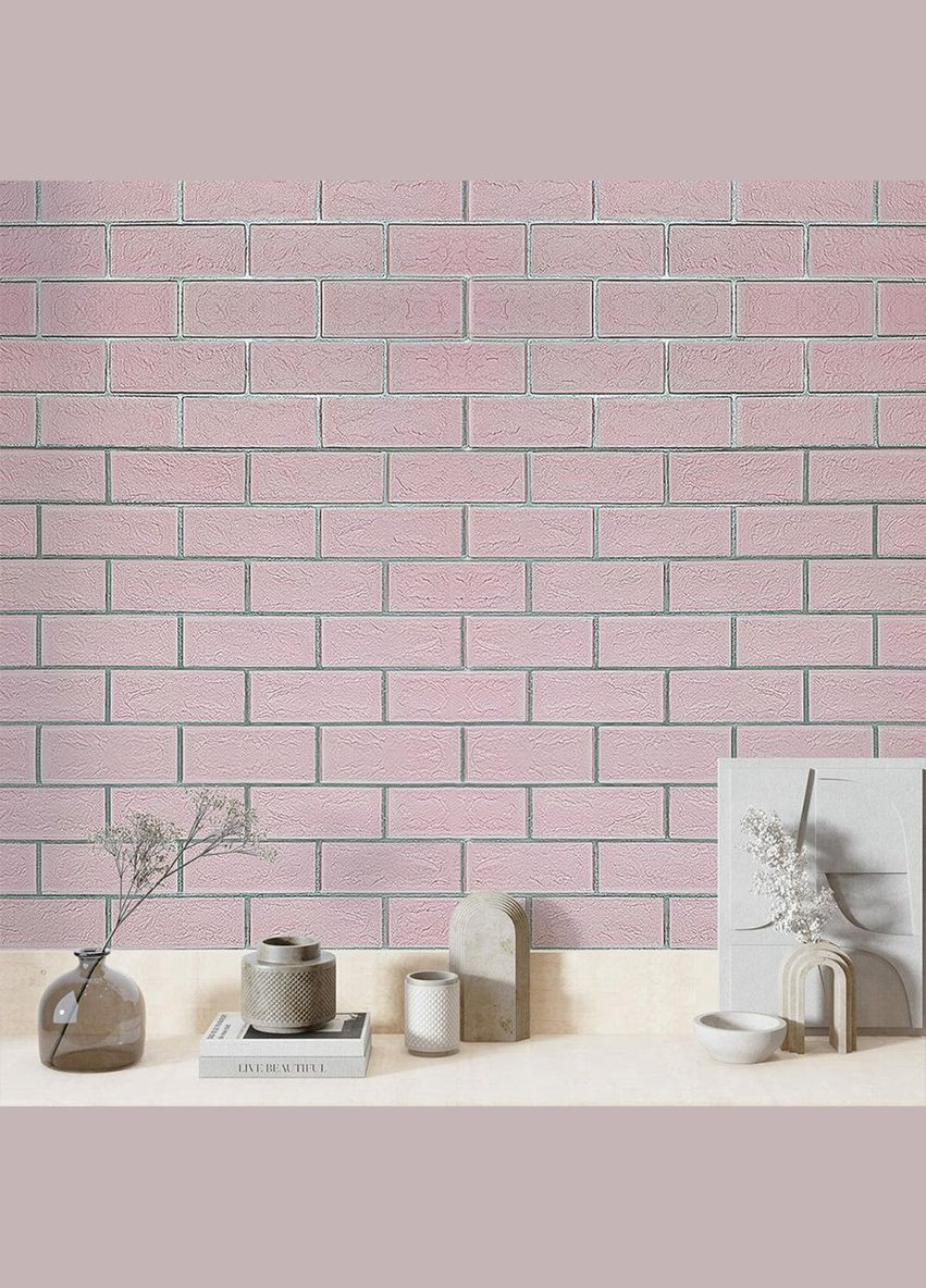 Панель стеновая 70*70cm*5mm розовый кирпич с серебром (D) SW00001501 Sticker Wall (300242230)