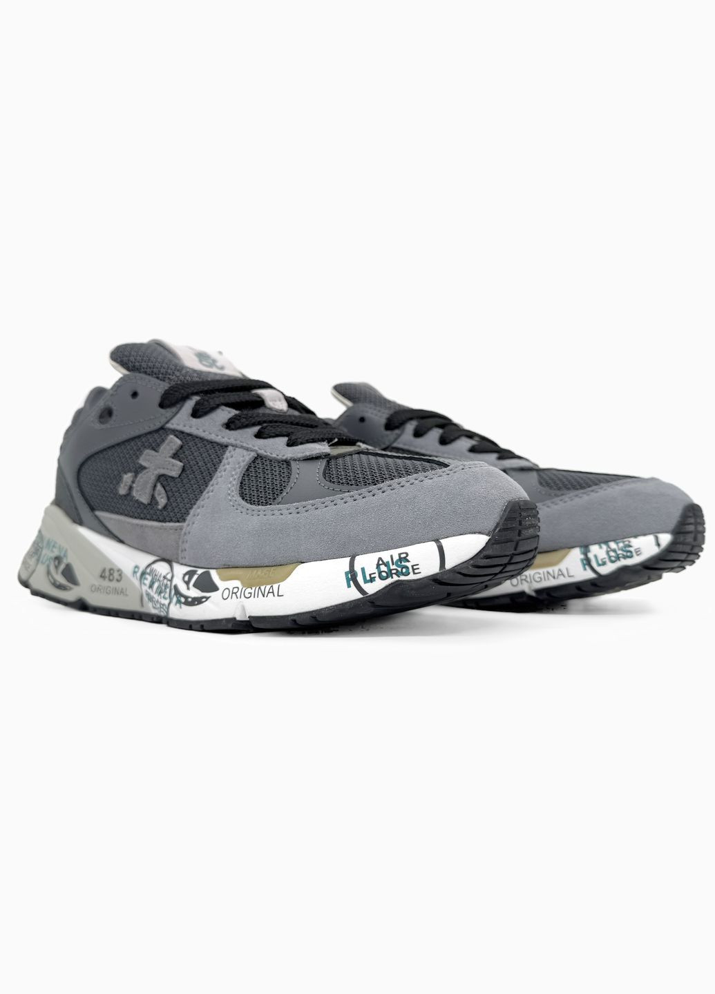 Серые демисезонные кроссовки мужские premiata uomo mase grey green | премиата серые No Brand