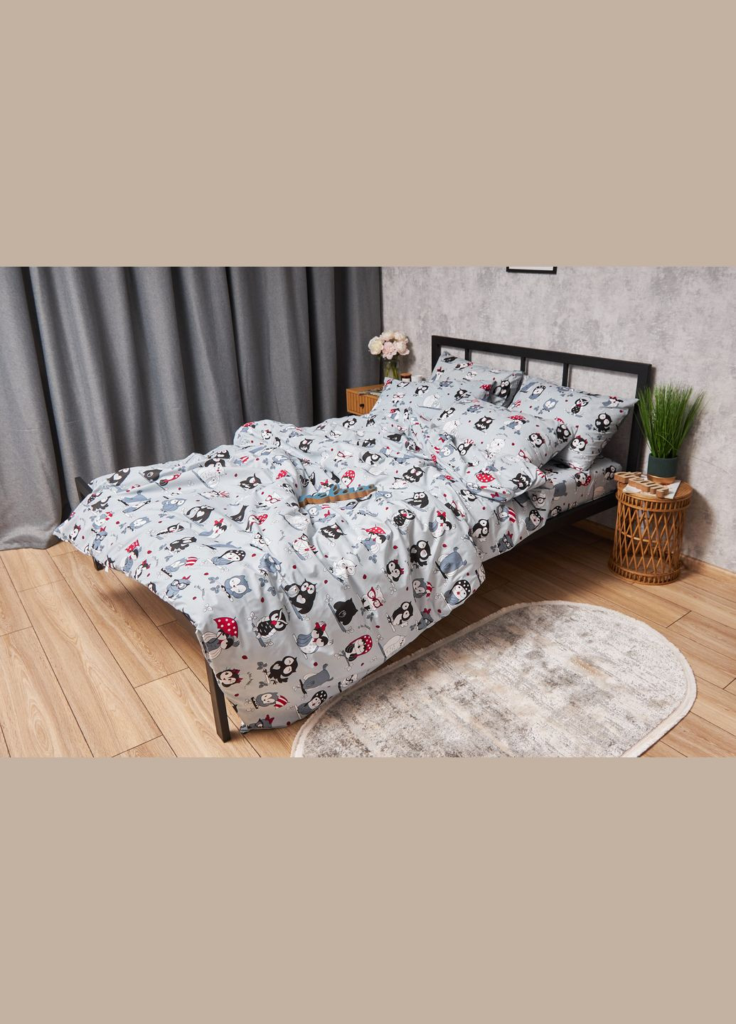Комплект постільної білизни Бязь Gold Люкс «» сімейний 143х210х2 наволочки 2х50х70 (MS-820005486) Moon&Star Owls Gray (296909753)