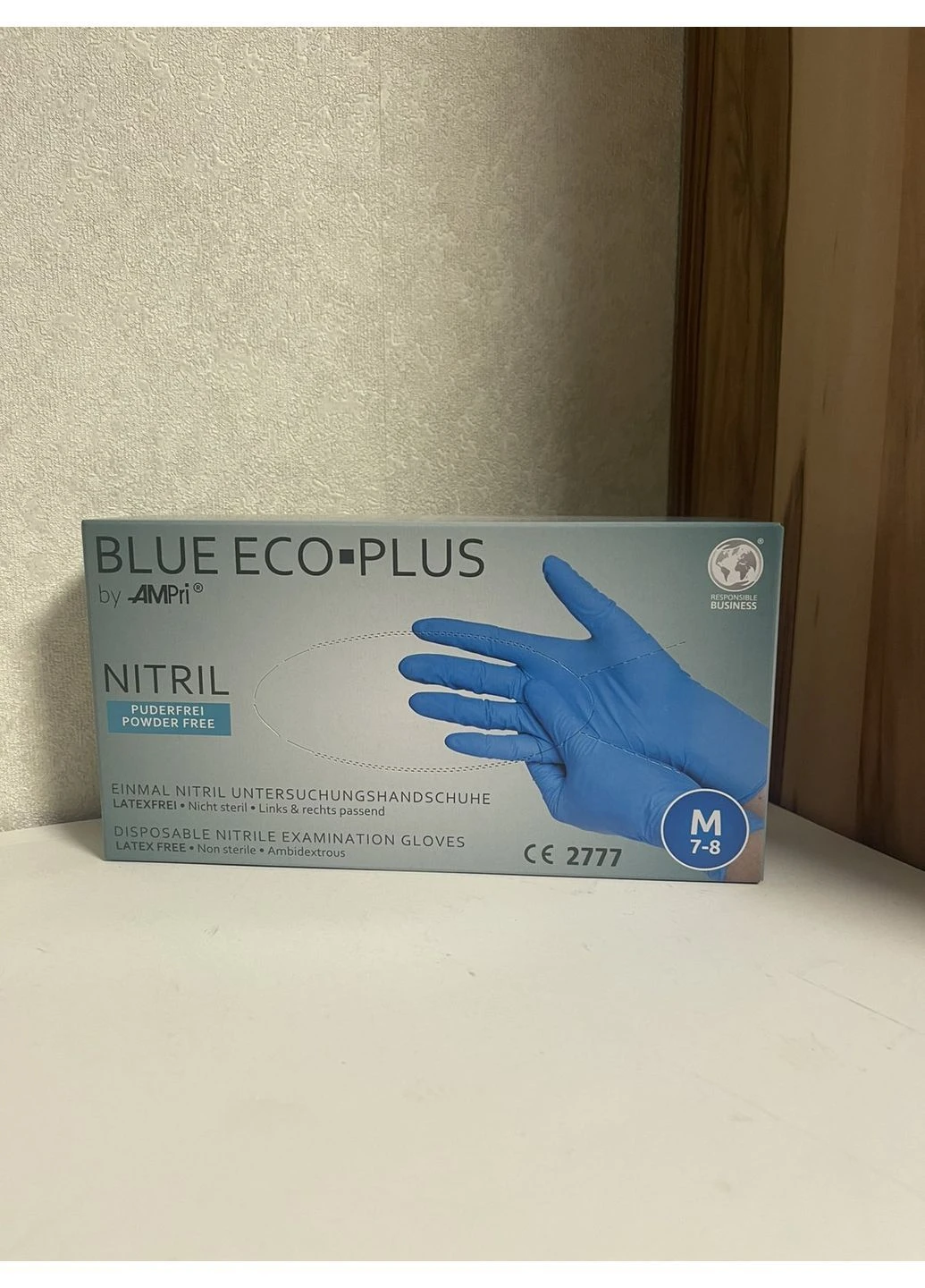 Рукавички нітрилові Ampri Blue Eco-Plus Неопудрені Розмір M 50 пар Сині MediOk (365271357)