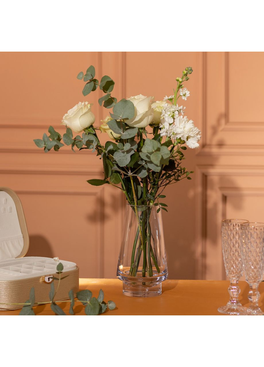 Скляна декоративна ваза для квітів 25 см прозора ваза для інтер'єру 1.9 л HP-10-20 Jooki (360920798)