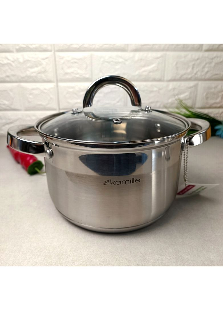 Кастрюля с крышкой из нержавеющей стали 2.9 л Excellent Kamille (350940934)