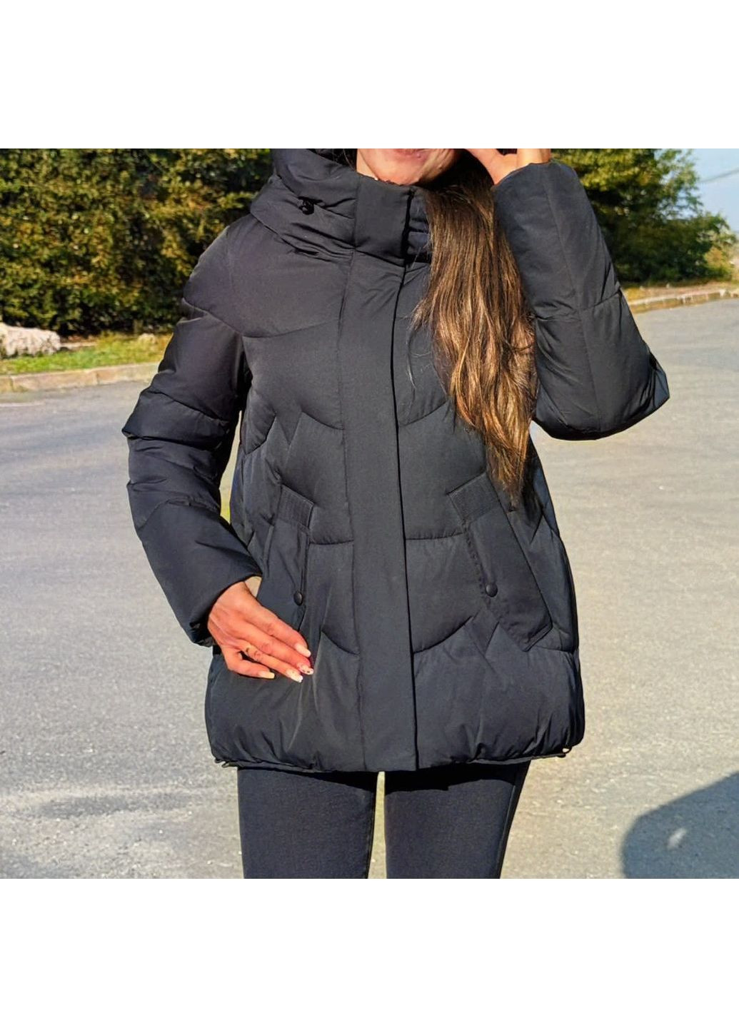 Черная зимняя зимняя женская куртка 2433 Meajiateer