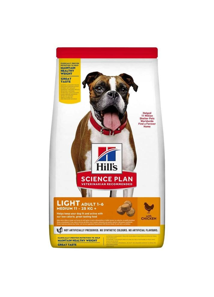 SCIENCE PLAN Adult Light Medium Breed Сухий корм для схильних до зайвої ваги дорослих собак, 14 кг Hill's (345743257)