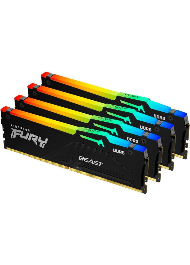 Модуль пам'яті для комп'ютера DDR5 128GB (4x32GB) 5600 MHz Beast RGB XMP Fury (ex.HyperX) (KF556C40BBAK4-128) Kingston (317407442)