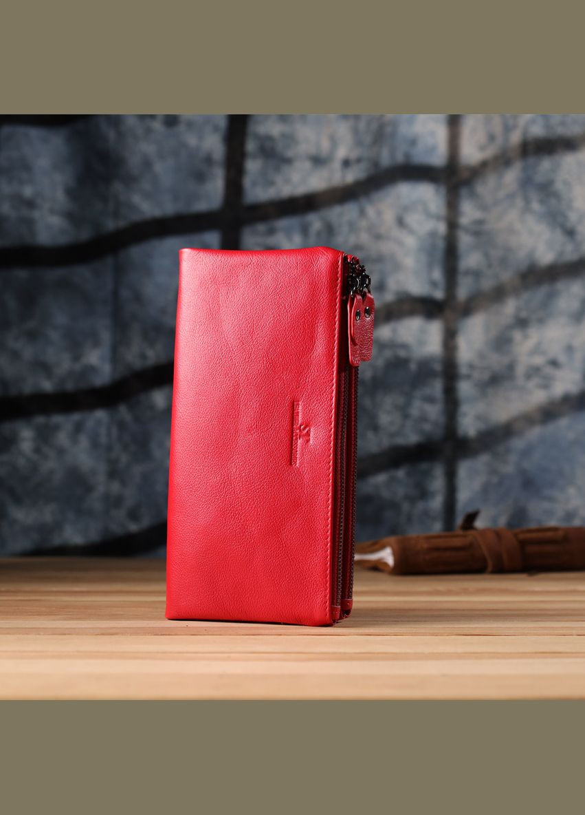 Шкіряний жіночий гаманець на три відділення 23109 Червоний st leather (329148781)