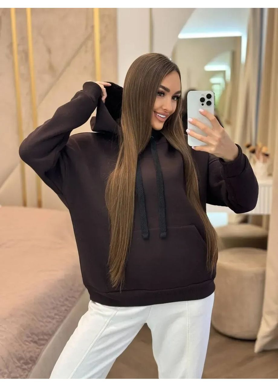 Худі жіноче оверсайз на флісі 01, колір шоколадний HiBrand (371014195)