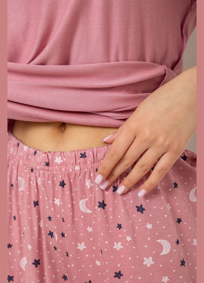 Пудровая всесезон пижама женская с принтом,, 243r7025 Andi