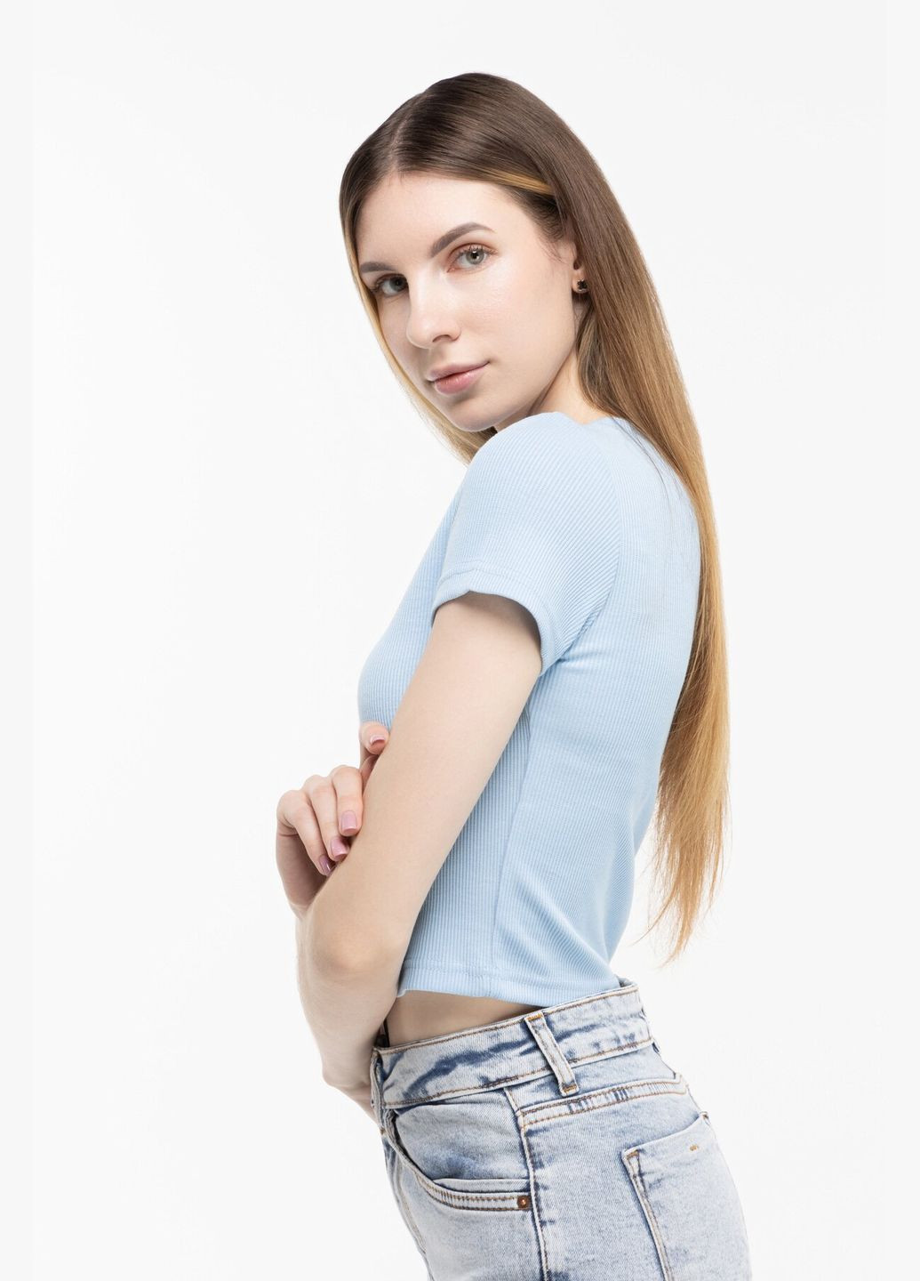 Топ однотонный женский CTM WBC02309 Голубой shop (2000989893929) LAWA (352575573)