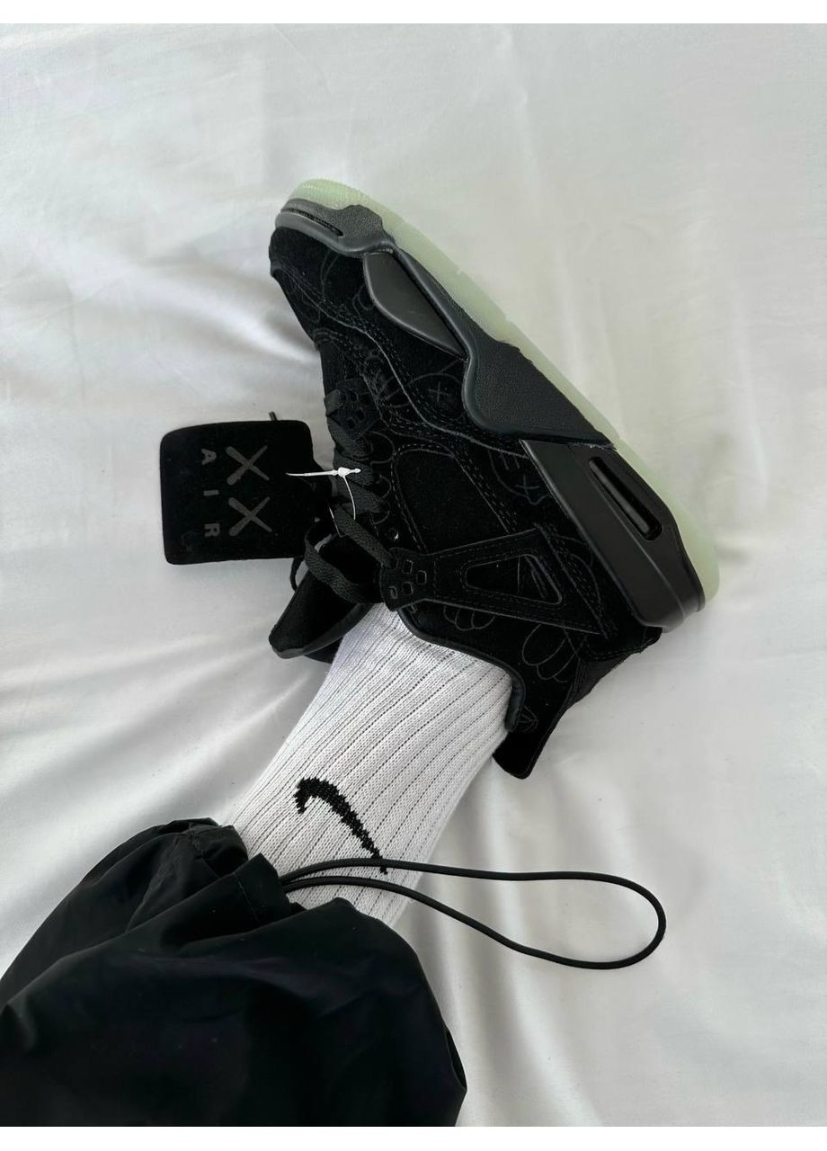 КРОСІВКИ ЖІНОЧІ NIKE AIR JORDAN 4 X KAWS BLACK НАЙК АІР ДЖОРДАН No Brand чорні демісезони (367115045)