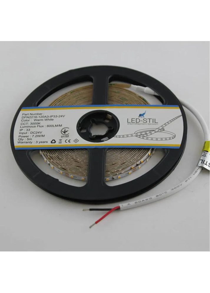 LED стрічка 3000K, 7,2 W, 2216, 120 шт, IP33, 24V, 580LM Led-Stil (371777678)