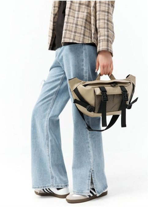 Спортивная сумка кросс-боди через плечо женская для телефона и для документов кожаная большая Серый 35944 Sambag (337671204)