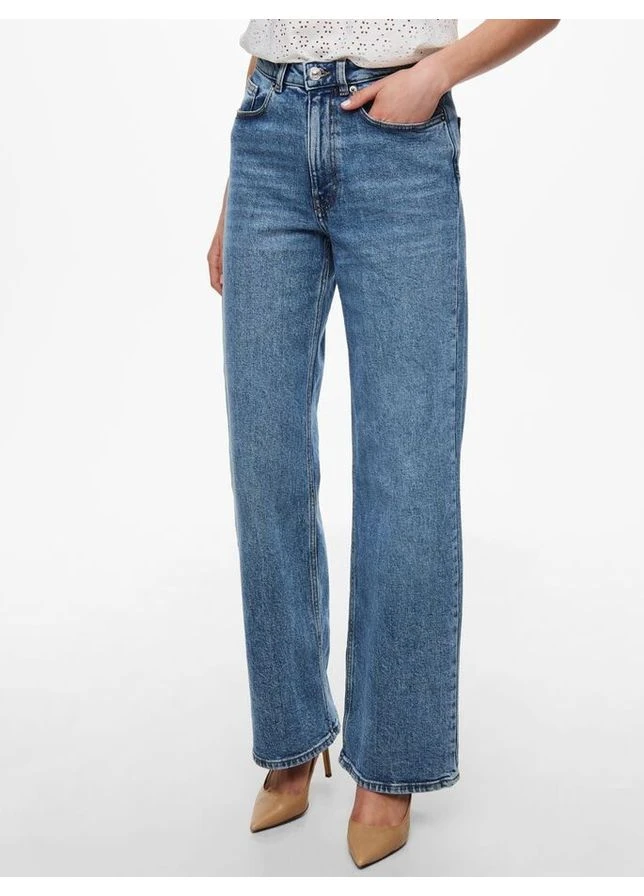 Джинси ONLJUICY HW WIDE LEG REA365 NOOS 15234743-Medium Blue Denim-Detail:NAS365 15234743-MEDIUM BLUE DENI Only - (387417317)
