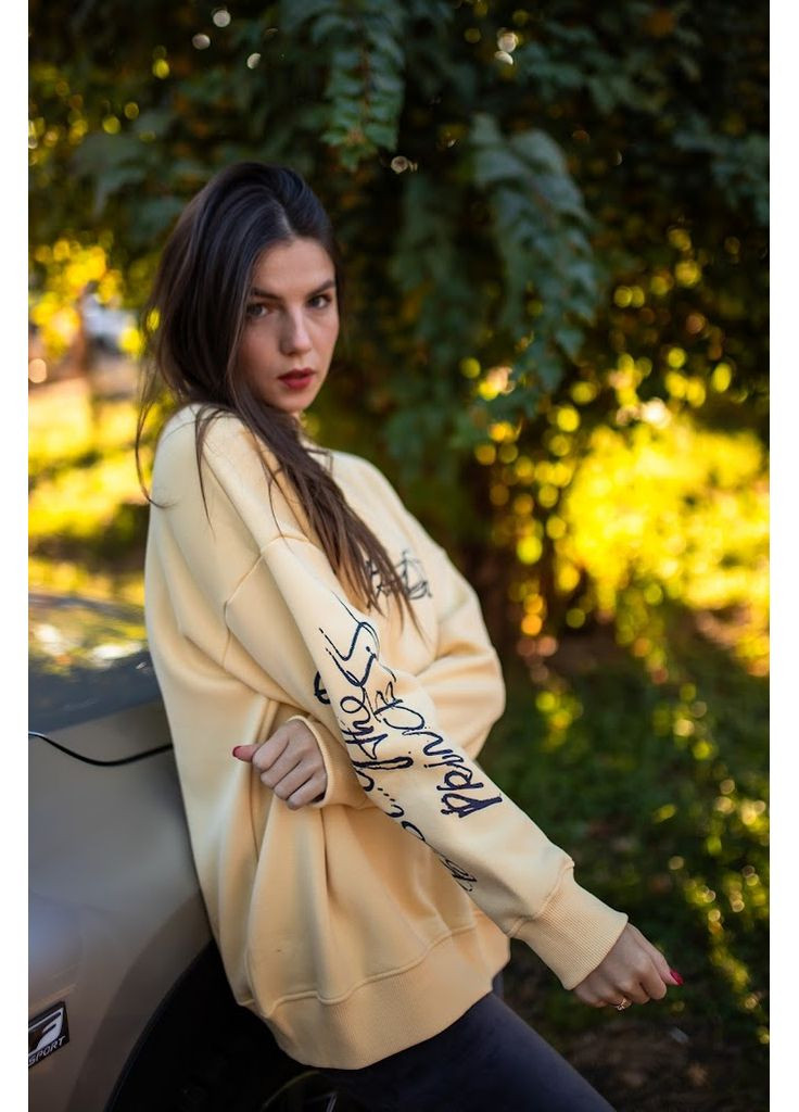 Светло-желтый зимний свитшот женский hc (h001-8355-025-33) Носи своє