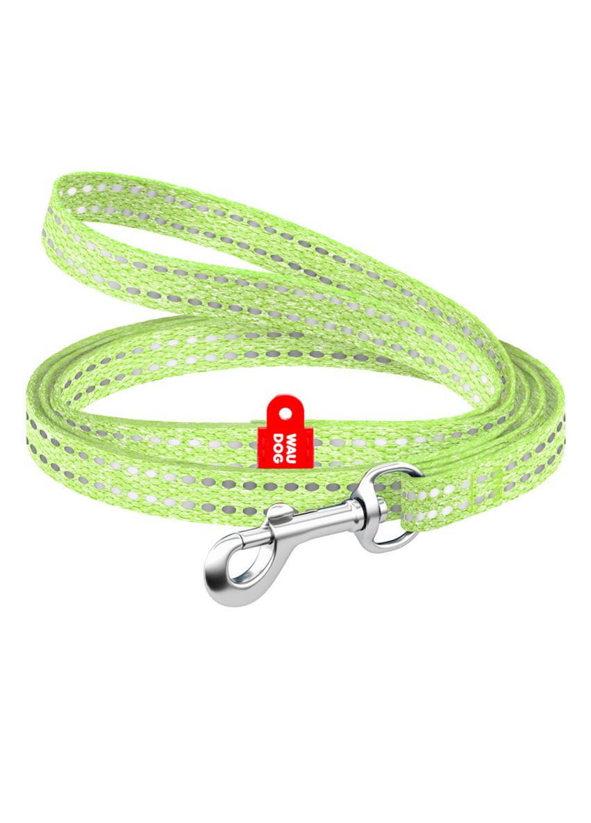 Повідець для котів та дрібних порід собак Re-cotton світловідбиваючий, XS, Ш 10 мм, Д 200 см салатовий WAUDOG (322642141)