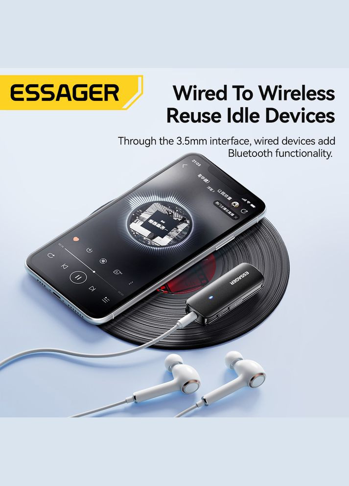 Багатофункціональний Bluetooth 5.3 аудіо адаптер EBT53-DT01-P на 3,5 мм (Aux) + слот для TF карти Essager (322581590)