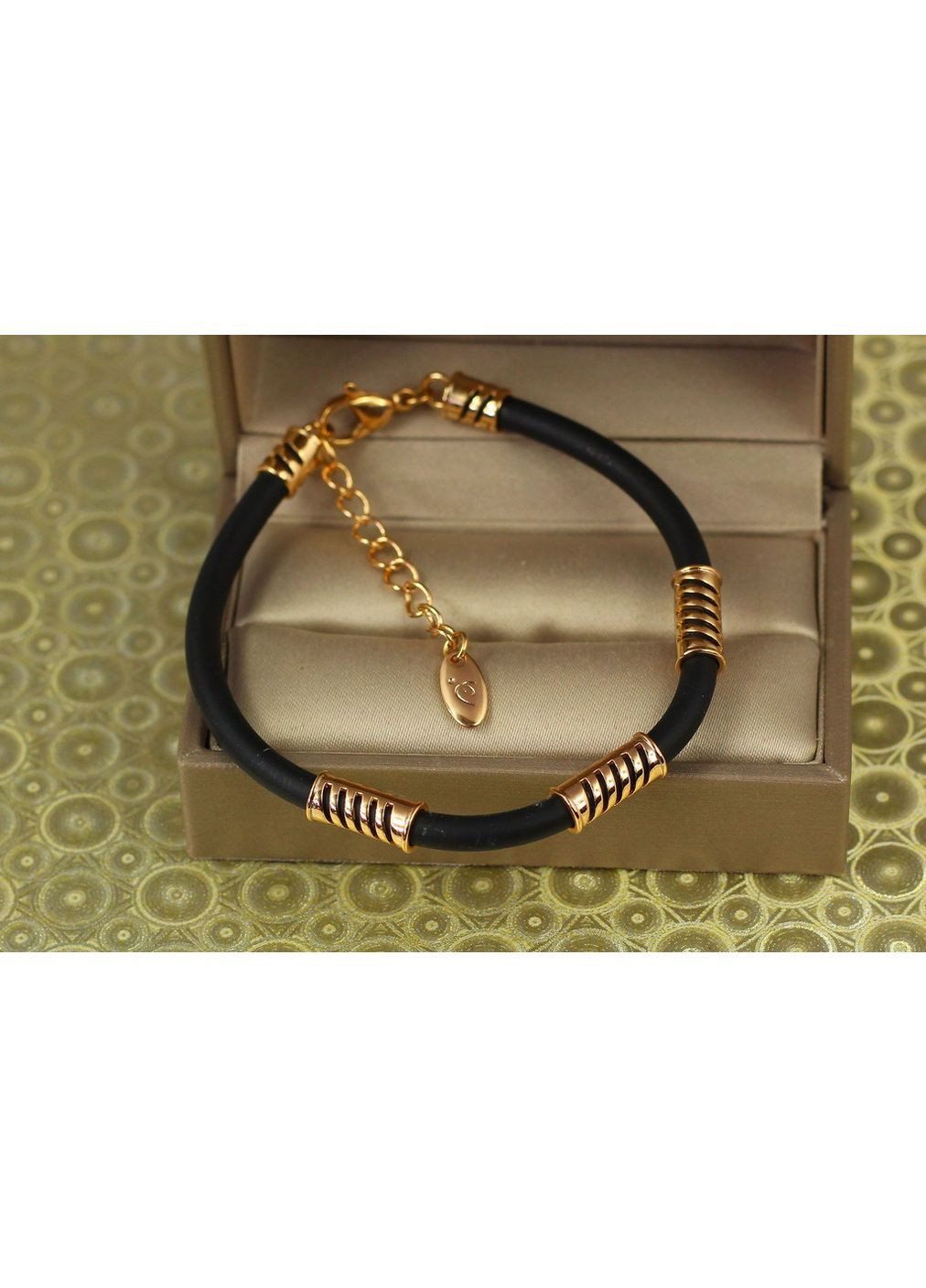 Браслет каучук со вставками 18 см удлинитель цепь 4 см 4 мм золотистый love-shopping Xuping Jewelry (355800688)