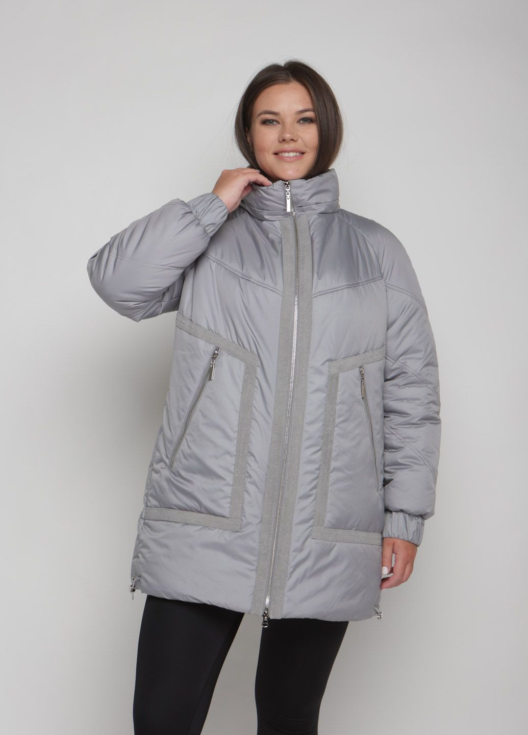 Сіра зимня парка зимова жіноча великого розміру SK