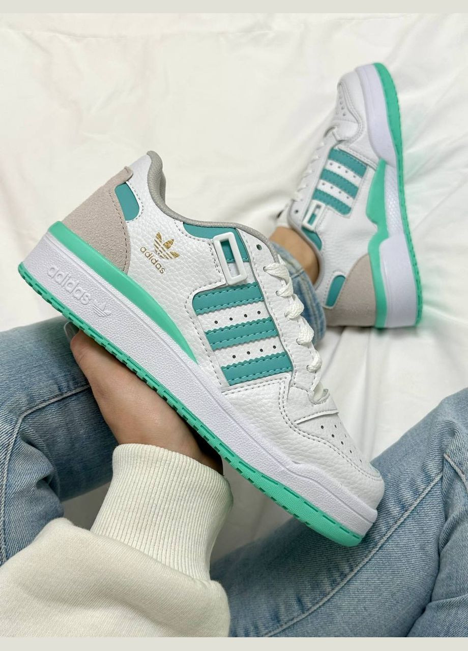 Цветные всесезонные кроссовки Vakko Adidas Forum White Green