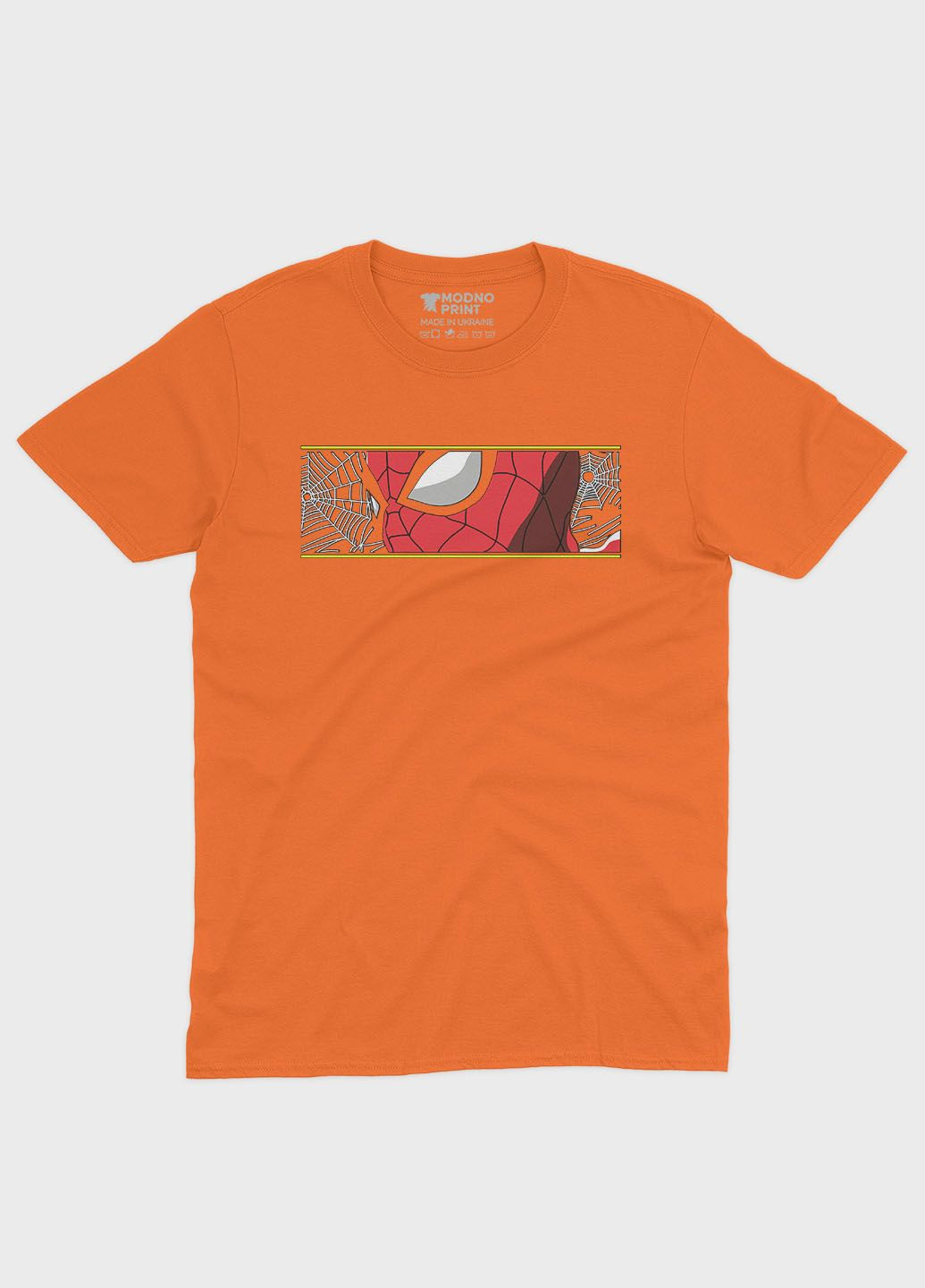 Помаранчева демісезонна футболка для хлопчика з принтом супергероя - людина-павук (ts001-1-ora-006-014-008-b) Modno