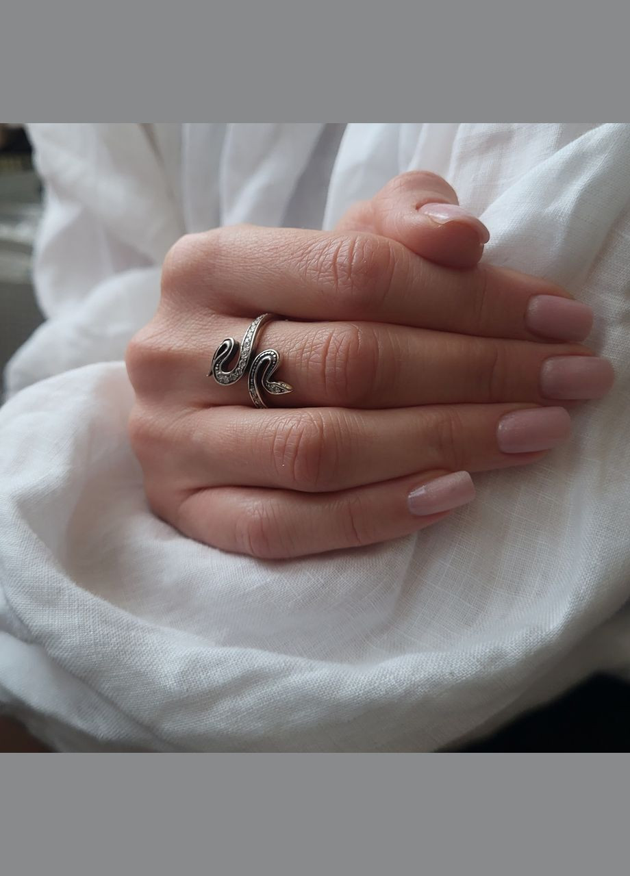 Серебряное кольцо колечко Змея с камнями.0 размер серебро 925 пробы Черненное 11053 3.50г No Brand (317206177)