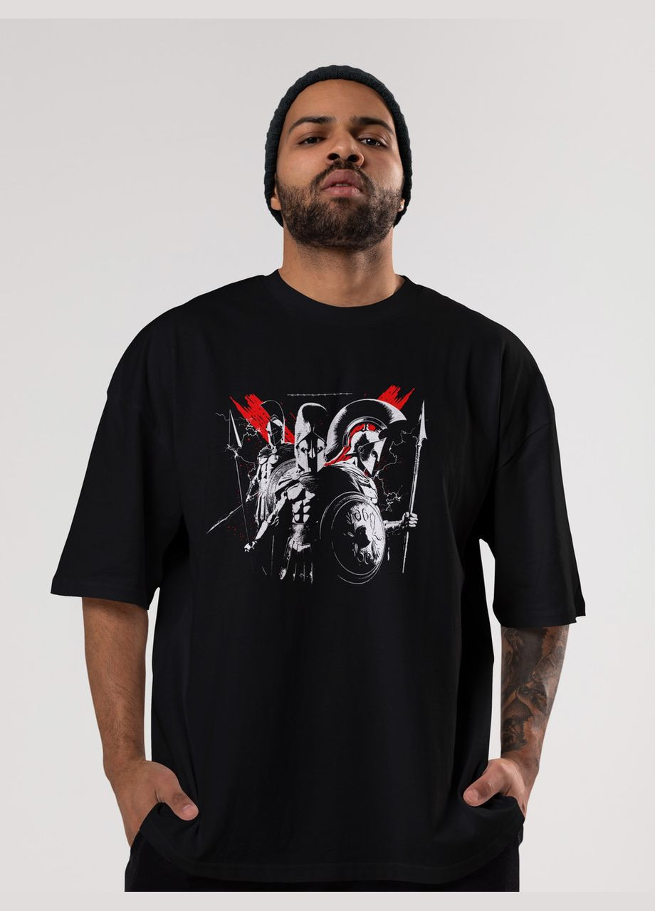 Черная мужская футболка оверсайз urban черная высокая плотность с длинным рукавом Mishe