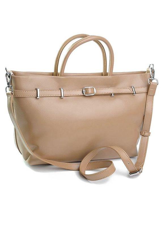 Сумка шкіряна жіноча Шопер функціональна бежева NIUNIU (301518467)