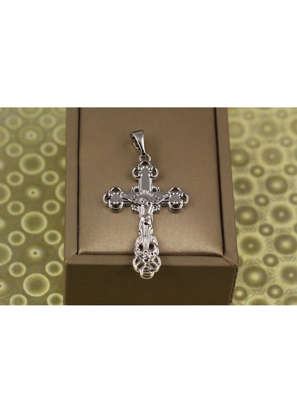 Хрестик з розп'яттям края кільцями 4 см сріблястий love-shopping Xuping Jewelry (354655690)