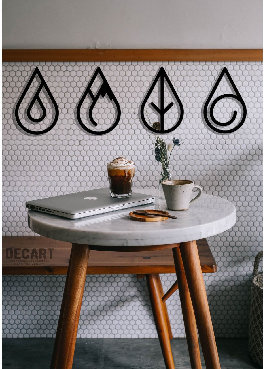 Дерев'яне панно на стіні . Декор на подарунок 4 стихії 83х32 см Decart (360611333)