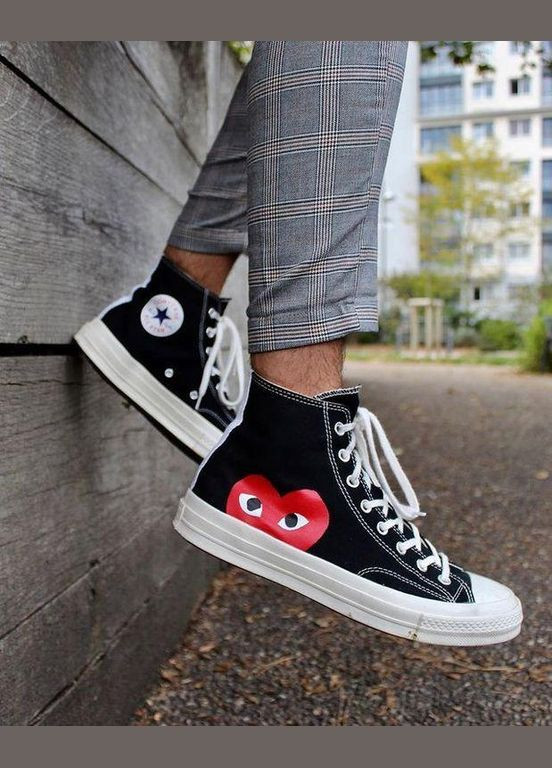 Чорні кеди chuck taylor all-star 70s hi comme des garcons play black 43 No Brand