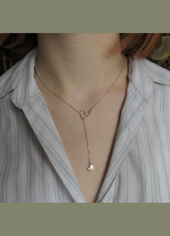 Срібне кольє краватка "Серцем до серця" No Brand (350667595)