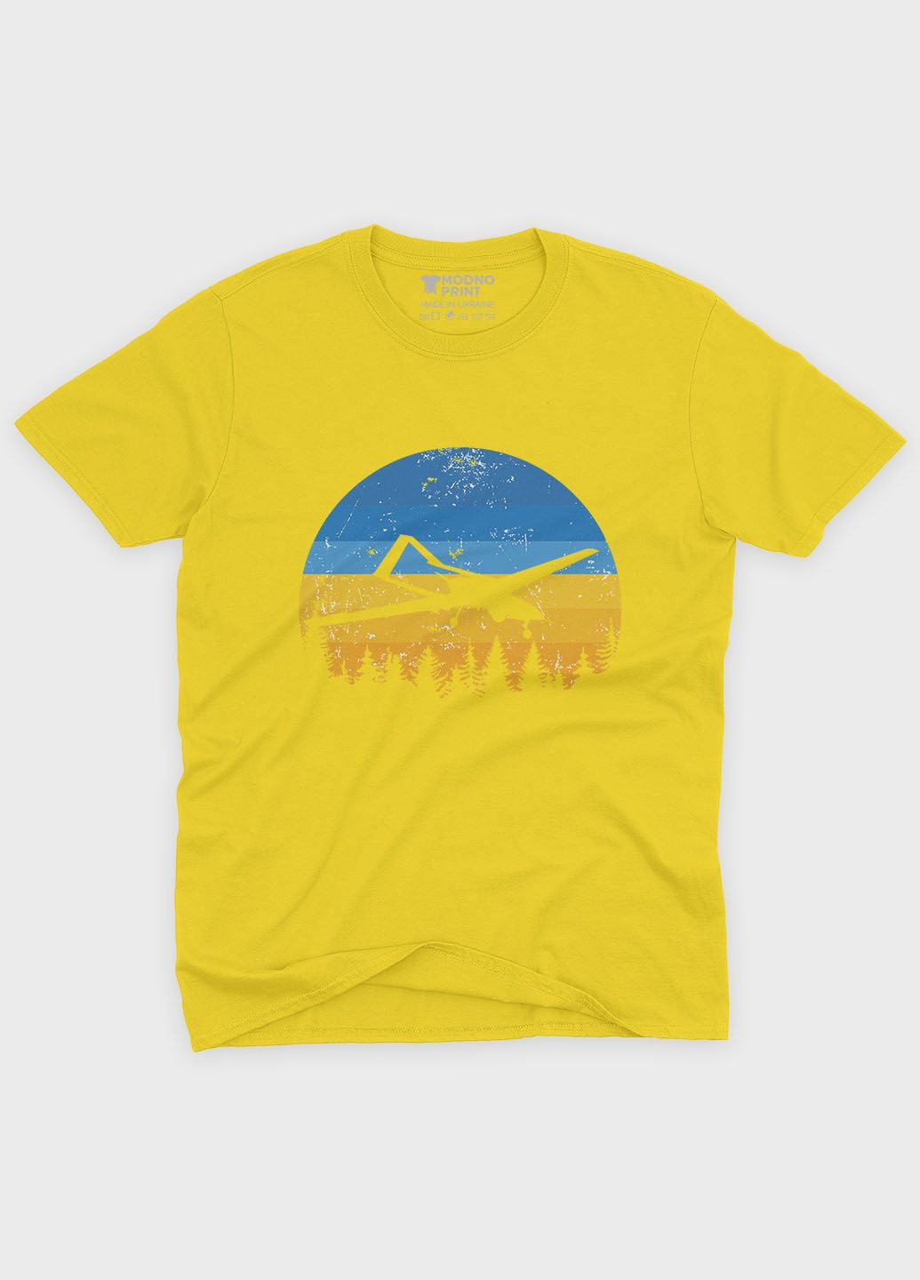 Желтая демисезонная футболка для мальчика с патриотическим принтом байрактар (ts001-5-sun-005-1-127-b) Modno