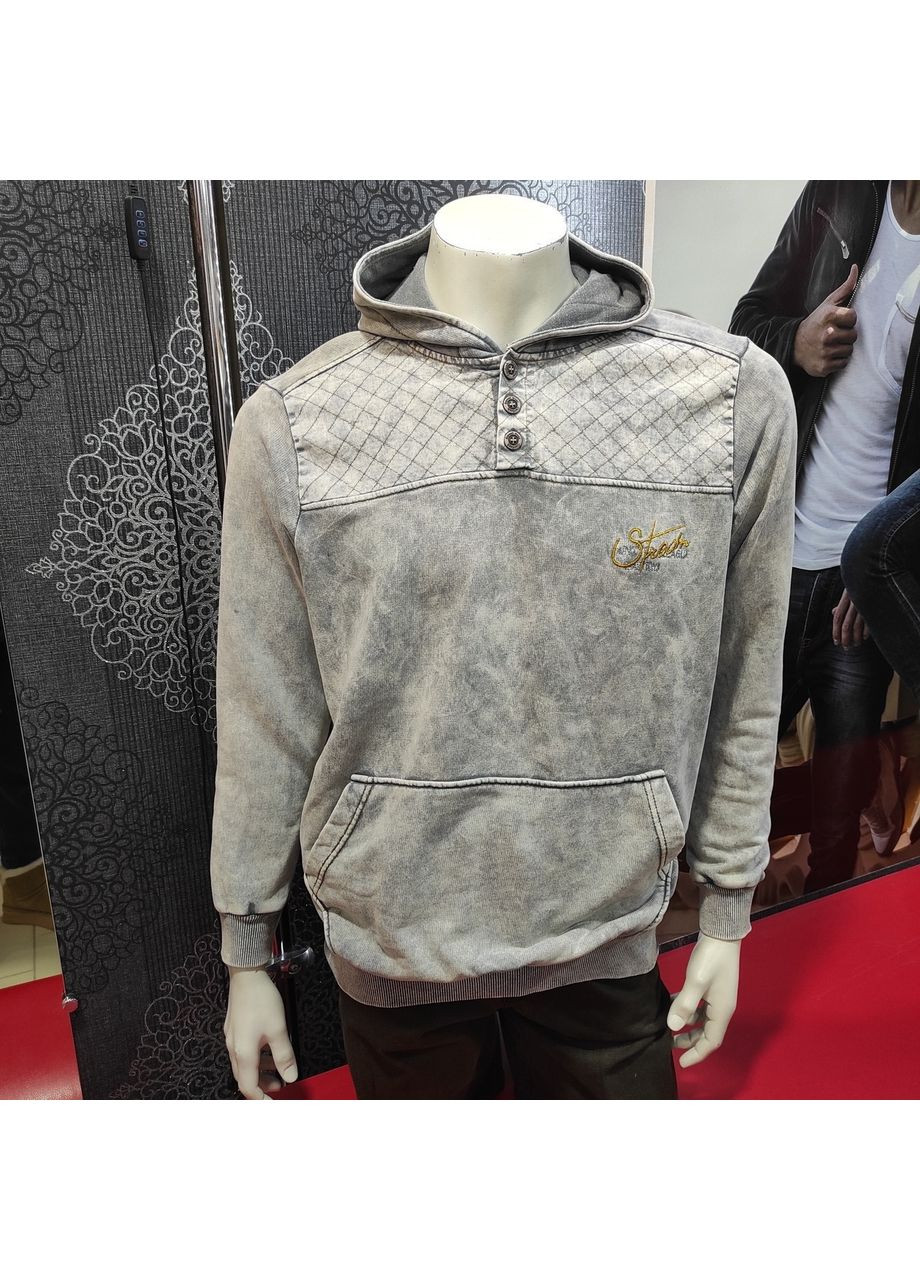 Толстовка мужская спортивная варенка флис капюшон карман XL серый No Brand (354331978)