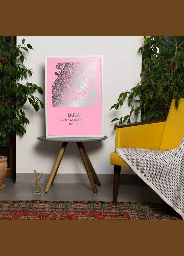 Постер "Дубай / Dubai" фольгированный А3 (BD-pl-34) silver-pink BeriDari (311219473)